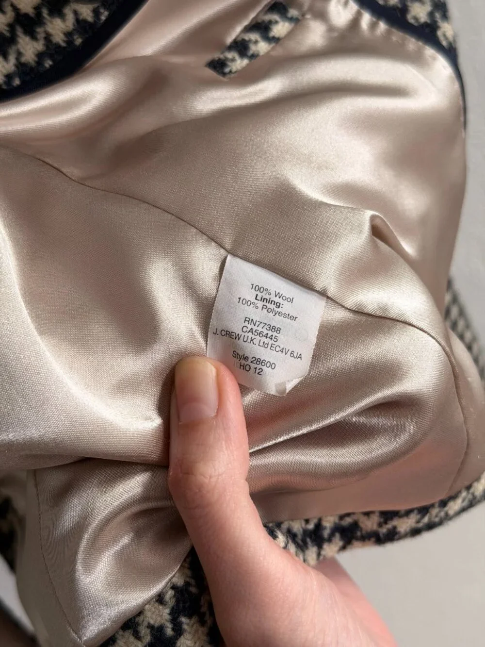J.Crew Schoolboy Blazer Navy Cream Houndstooth - 100% Wool